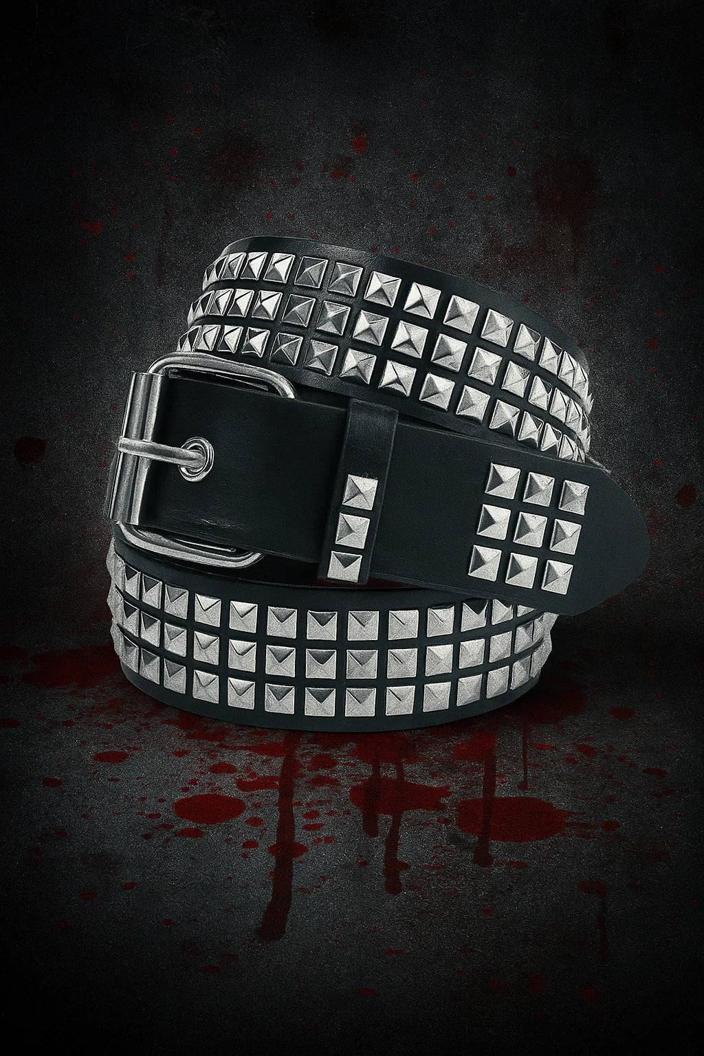 Heavy Metal Metal-Studded Leather Belt