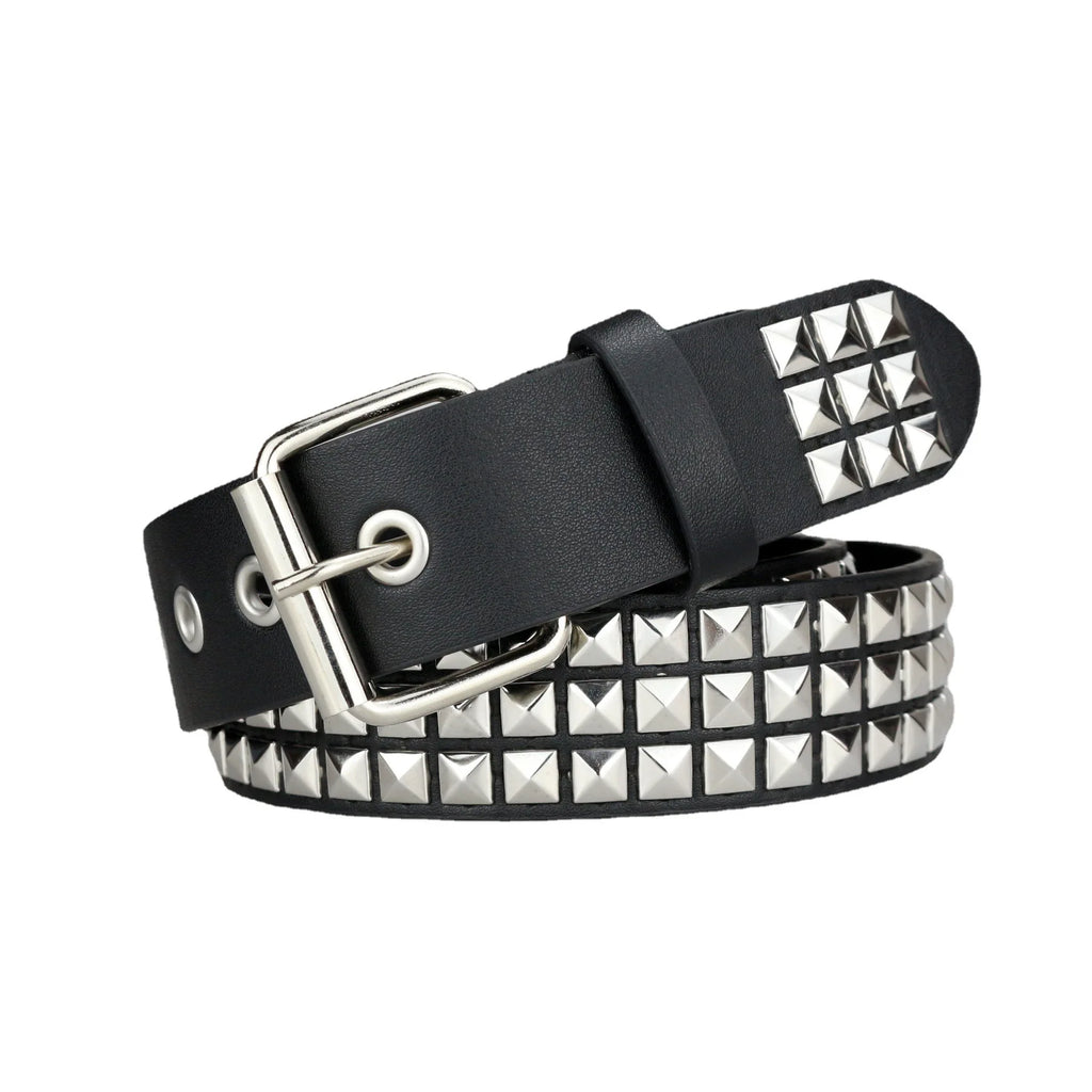 "Heavy Metal" Metal-Studded Leather Belt