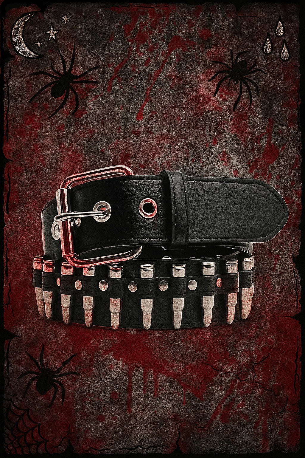 Bullet Kiss - Black Unisex Leather Belt