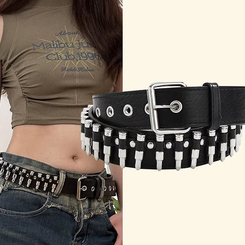 Bullet Kiss - Black Unisex Leather Belt